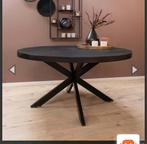 Ronde tafel (zwart mangohout) 130x 78cm, Huis en Inrichting, Tafels | Eettafels, Ophalen, Gebruikt, Rond, Vier personen