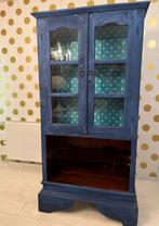 Hardhouten Buffetkast -blauw-, Ophalen, Teakhout, 50 tot 100 cm, Bohemien, vintage, mexico