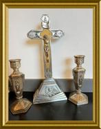 Frans art deco kruisbeeld met kandelaars Maria, Antiek en Kunst, Ophalen of Verzenden