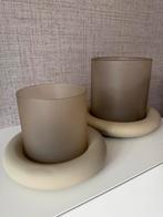 Windlichten, Huis en Inrichting, Woonaccessoires | Kandelaars en Kaarsen, Ophalen, Overige materialen, Beige, Zo goed als nieuw
