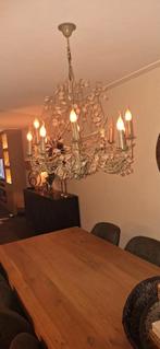 Bronzen  kleurige kroonluchter met 12 armen + plafonniere, Huis en Inrichting, Lampen | Kroonluchters, Ophalen, Gebruikt, Metaal