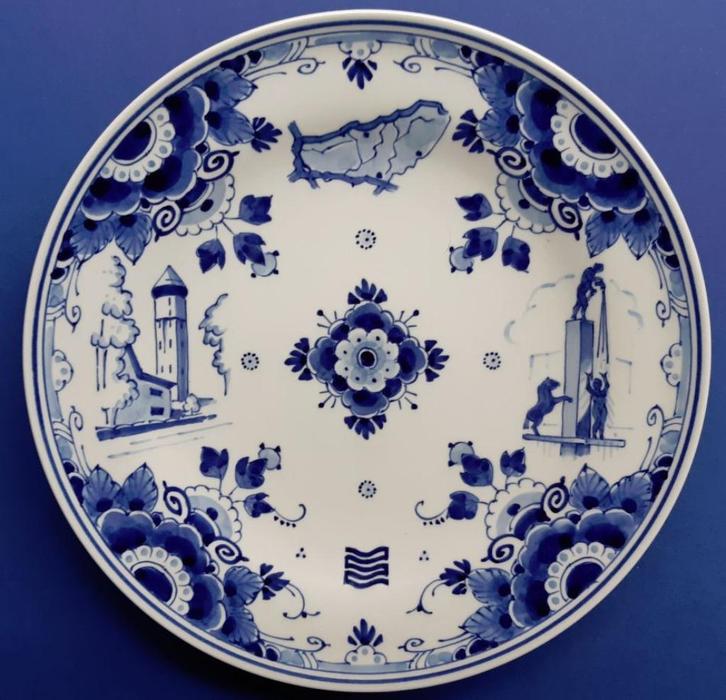 Porceleyne Fles 1990 Fusie NVA & V Waterleiding 23cm (3), Antiek en Kunst, Antiek | Wandborden en Tegels, Ophalen of Verzenden