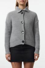 Grijze gebreide cardigan met knoopdetail en omslagkraag, Ophalen of Verzenden, Zo goed als nieuw, Grijs