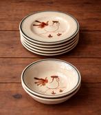 Leuk vintage Frans servies (5 borden, 2 schalen), Ophalen of Verzenden