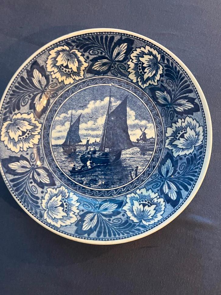 Delfts Blauw Bord met Boot, Antiek en Kunst, Antiek | Wandborden en Tegels, Ophalen of Verzenden
