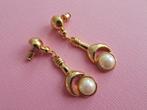jwg Lange vintage 80s parel oorbellen goud kl verguld crème, Sieraden, Tassen en Uiterlijk, Antieke sieraden, Verzenden, Overige materialen