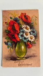 Vaas met mooi boeket kleurige bloemen,margriet,klaproos.1936, Verzamelen, Ansichtkaarten | Themakaarten, Ophalen of Verzenden