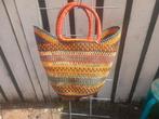 Bolgatanga u shopper uniek handgeweven 2 lederen handvatten, Overige materialen, Mand, Nieuw, Ophalen of Verzenden