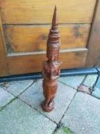 Aziatisch Houten Beeld - 34 cm hoog op Voetstuk, Antiek en Kunst, Ophalen of Verzenden