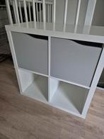 Ikea Kallax kast met 4 vakken en 2 grijze inzetdeurtjes, Ophalen, Gebruikt
