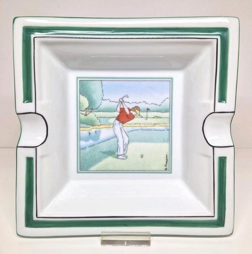 Porseleinen sigaren asbak golfer B. Fraggier, Apilco France., Antiek en Kunst, Antiek | Porselein, Ophalen of Verzenden