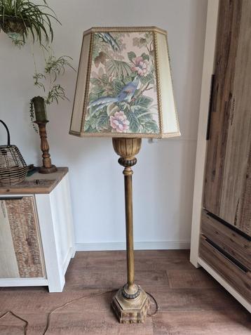 Vintage - Vloerlamp - Stalamp - Stoffen kap - Art Deco stijl beschikbaar voor biedingen