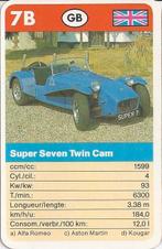 Kw4367 autokaartje super seven twin cam ( 7b ), Verzamelen, Ophalen of Verzenden, Zo goed als nieuw, Auto's