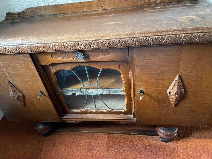 Antiek Dressoir met Glasdeur, Antiek en Kunst, Antiek | Meubels | Kasten, Ophalen of Verzenden