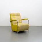 1x Leolux Scylla fauteuil hoge rug in gele stof, Huis en Inrichting, Fauteuils, Ophalen of Verzenden, Zo goed als nieuw, Metaal