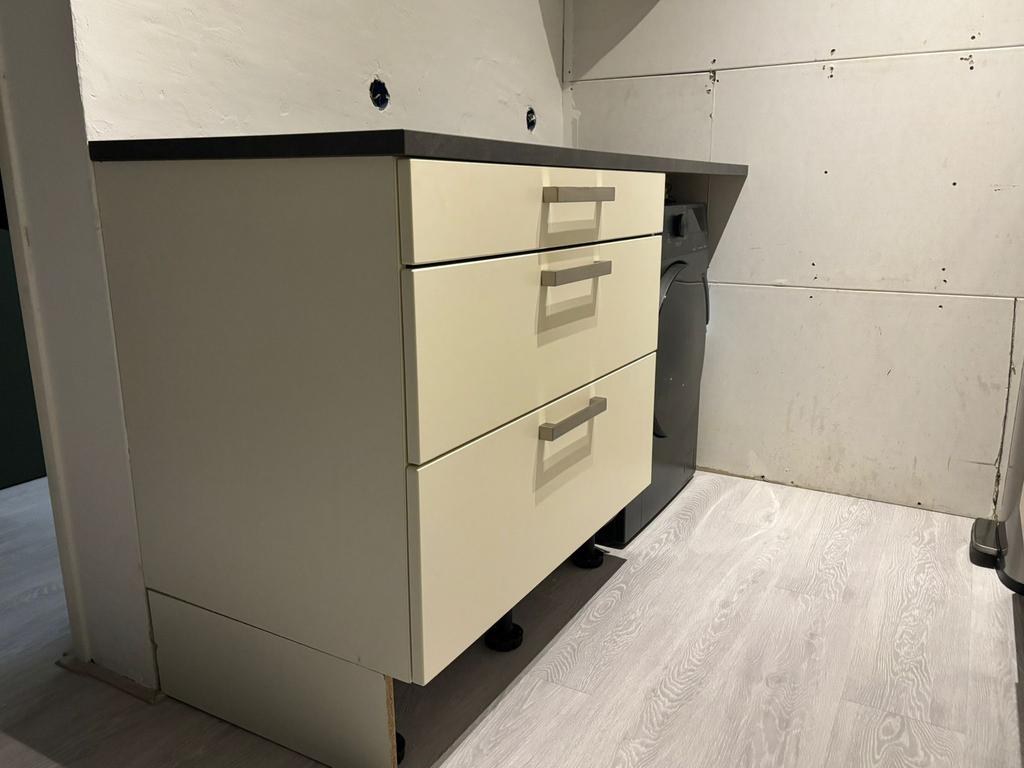 Complete keuken inclusief apparatuur, Huis en Inrichting, Keuken | Complete keukens, Gebruikt, Hoekkeuken, Crème, Hout, Hoogglans of Gelakt