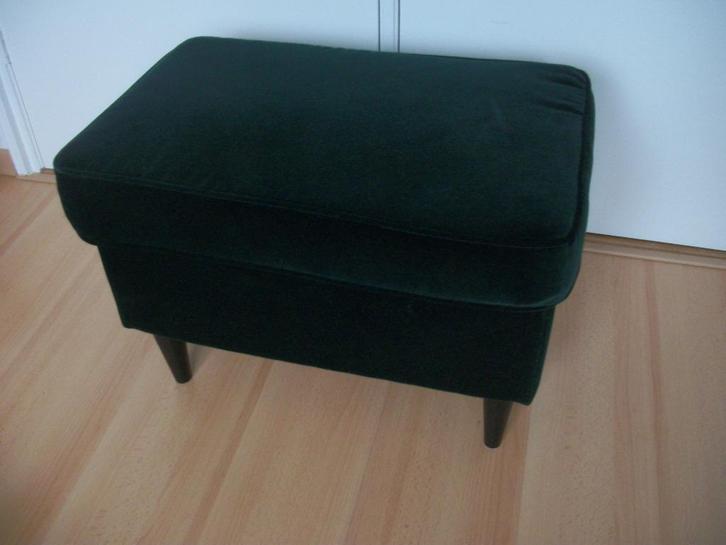 Zitbankje Voetenbank - Groen Fluweel - zgan, Huis en Inrichting, Banken | Voetenbanken en Poefen, Zo goed als nieuw, Minder dan 50 cm