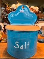 Blauw emaille zoutpot, Ophalen of Verzenden