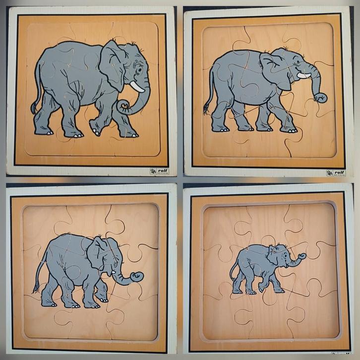 Rolf groeipuzzel van de olifant.  ( 4 lagen), Kinderen en Baby's, Speelgoed | Kinderpuzzels, Ophalen of Verzenden