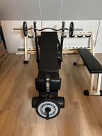 Technogym combinata benchpress + plate tree + halterschijven, Ophalen, Krachtstation, Zo goed als nieuw, Metaal
