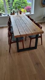 Unieke houten tafel van oude planken van een strandpaviljoen, 200 cm of meer, 50 tot 100 cm, Rechthoekig, Zo goed als nieuw