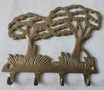 Vintage messing wandhouder, rekje met 4 haakjes, Antiek en Kunst, Ophalen of Verzenden, Brons