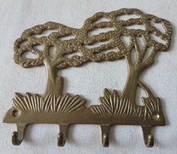 Vintage messing wandhouder, rekje met 4 haakjes beschikbaar voor biedingen