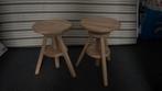 Twee houten krukjes ik hoogte verstelbaar, Ophalen, In hoogte verstelbaar, Gebruikt, Hout