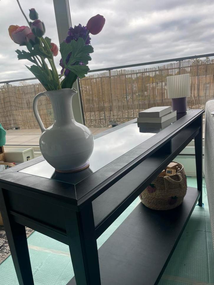 Zwarte Sidetable / Console Tafel, Huis en Inrichting, Tafels | Sidetables, Gebruikt, 25 tot 50 cm, 100 tot 150 cm, Rechthoekig