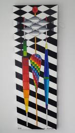 Olieverf Schilderij - Abstracte Dobbers - 50x150cm, Verzenden