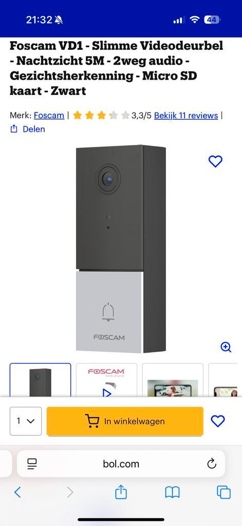 Foscam deurbel met gong, Audio, Tv en Foto, Videobewaking, Zo goed als nieuw, Ophalen of Verzenden