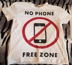 Zara t-shirt wit maat s no phone free zone tshirt shirt, Verzenden, Zo goed als nieuw, Korte mouw, Maat 36 (S)