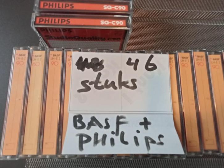 Partij nette cassettebandjes BASF + Philips (46 stuks), Cd's en Dvd's, Cassettebandjes, Gebruikt, Overige genres, 2 t/m 25 bandjes