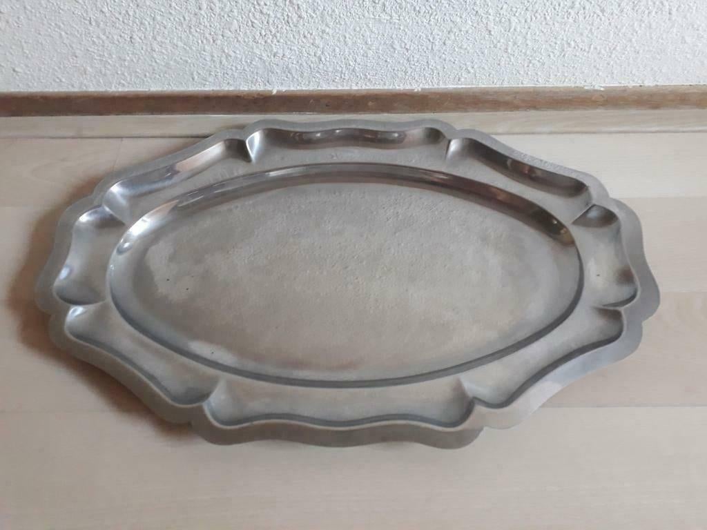 Metale schaal, ovaal, 49,5x31cm, Ophalen of Verzenden, Gebruikt, Overige stijlen, Schaal of Schalen