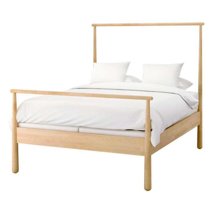IKEA GJÖRA tweepersoonsbed, Huis en Inrichting, Slaapkamer | Bedden, Zo goed als nieuw, Tweepersoons, 160 cm, 200 cm, Hout, Beige