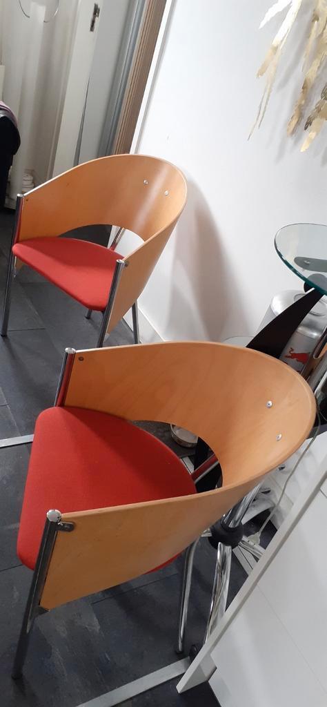 Stijlvolle  design stoelen, Huis en Inrichting, Fauteuils, Zo goed als nieuw, Hout, Metaal, Stof, Minder dan 50 cm, Minder dan 75 cm