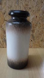 mooie donkerbruine/witte vaas (30 cm hoog), Gebruikt, Wit, Aardewerk of Porselein, Ophalen of Verzenden