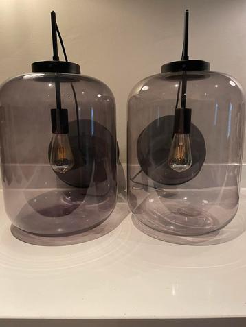 Glazen hanglamp, rookglas, smokeglas. beschikbaar voor biedingen