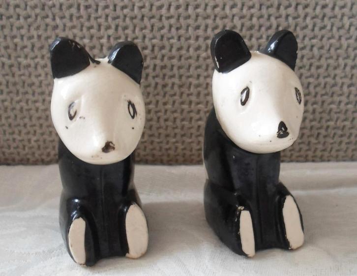 Peper en zoutstel. Panda's. Jaren '50. Vintage., Huis en Inrichting, Keuken | Keukenbenodigdheden, Zo goed als nieuw, Ophalen of Verzenden