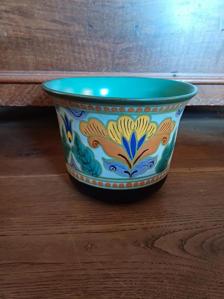Art Deco Bloempot - Handgeschilderd, Antiek en Kunst, Antiek | Keramiek en Aardewerk, Ophalen of Verzenden