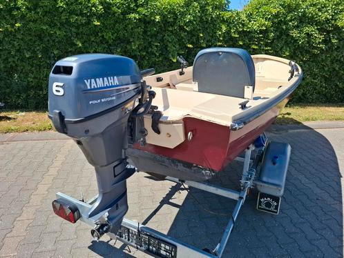 Zeer Complete Rana 450 polyester Visboot 6pk Yamaha 4 takt, Watersport en Boten, Vis- en Consoleboten, Gebruikt, Tot 10 pk, 3 tot 6 meter