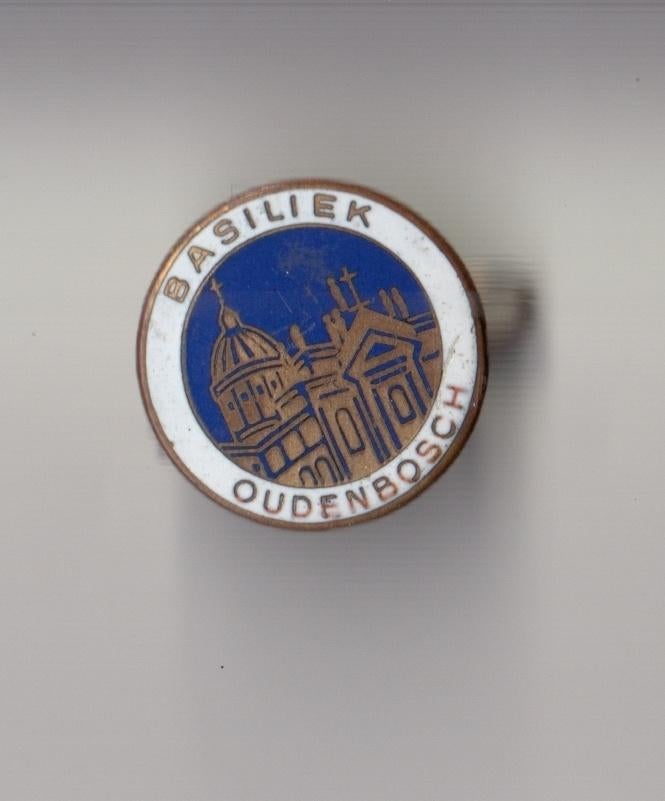 Oudenbosch Basiliek emaille broche, Gebruikt, Niet vindbaar, Niet vindbaar, Speldje of Pin