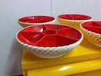 Emsa jaren 70 design snack verdeel schaal retro rood wit, Kunststof, Gebruikt, Schaal, Rond
