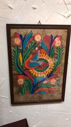 Mexicaans boomschorsschilerij 20 bij 30 cm achter glas, Antiek en Kunst, Kunst | Niet-Westerse kunst, Ophalen
