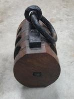 Antieke Houten Katrol met Metalen Beslag, Ophalen of Verzenden