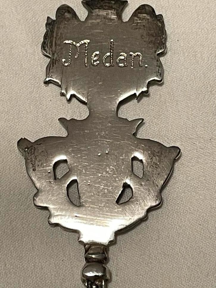 Zilveren Lepel Medan, Nederlands-Indië, Nachtwacht, Antiek en Kunst, Antiek | Bestek, Ophalen of Verzenden
