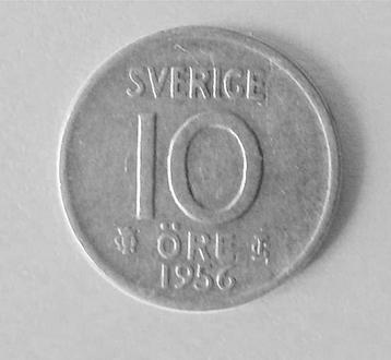 Munt Zweden 10 ore   1956     beschikbaar voor biedingen