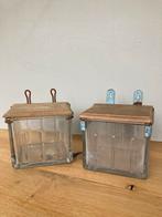 2 brocante zoutbakken met houten deksel, Antiek en Kunst, Antiek | Keukenbenodigdheden, Ophalen of Verzenden