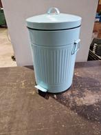 20 liter metalen prullenbak lichtblauw 47cm hoog, Gebruikt, Met pedaal, Ophalen of Verzenden, 20 tot 30 liter