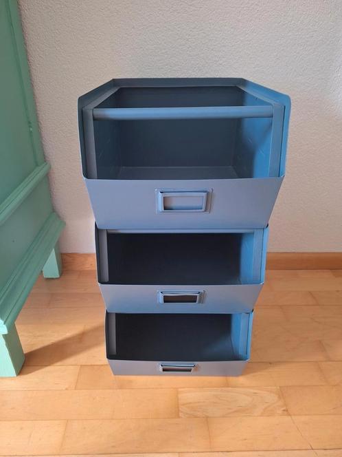 4 robuuste metalen opbergbakken – donkerblauw – ZGAN!, Diversen, Bureau-accessoires, Zo goed als nieuw, Ophalen